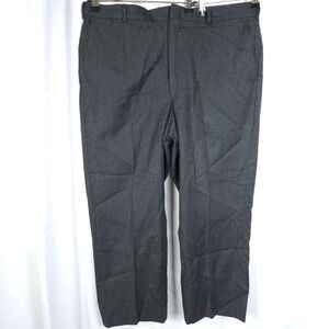 VTG Brooks Brothers Mens 38x27 Charcoal Gray Worsted Wool Flat Front Dress Pants
